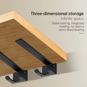 Wall Mounted Shelf Bracket with Hooks插图1 Wall Mounted Shelf Bracket with Hooks插图1