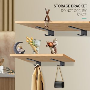 Wall Mounted Shelf Bracket with Hooks插图2 Wall Mounted Shelf Bracket with Hooks插图2